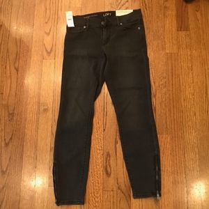 LOFT Faded Blackish Grey Jeans with Zippers